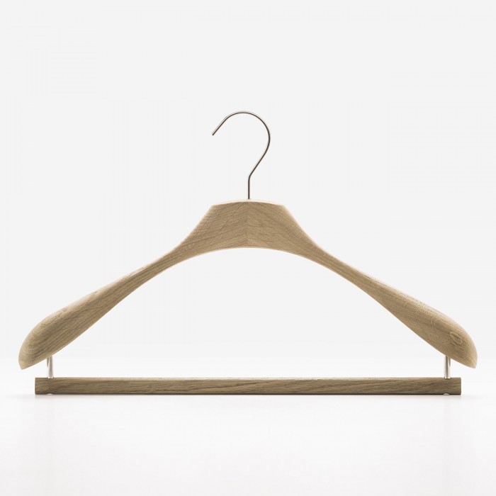 Wooden suit hangers for men in natural oak